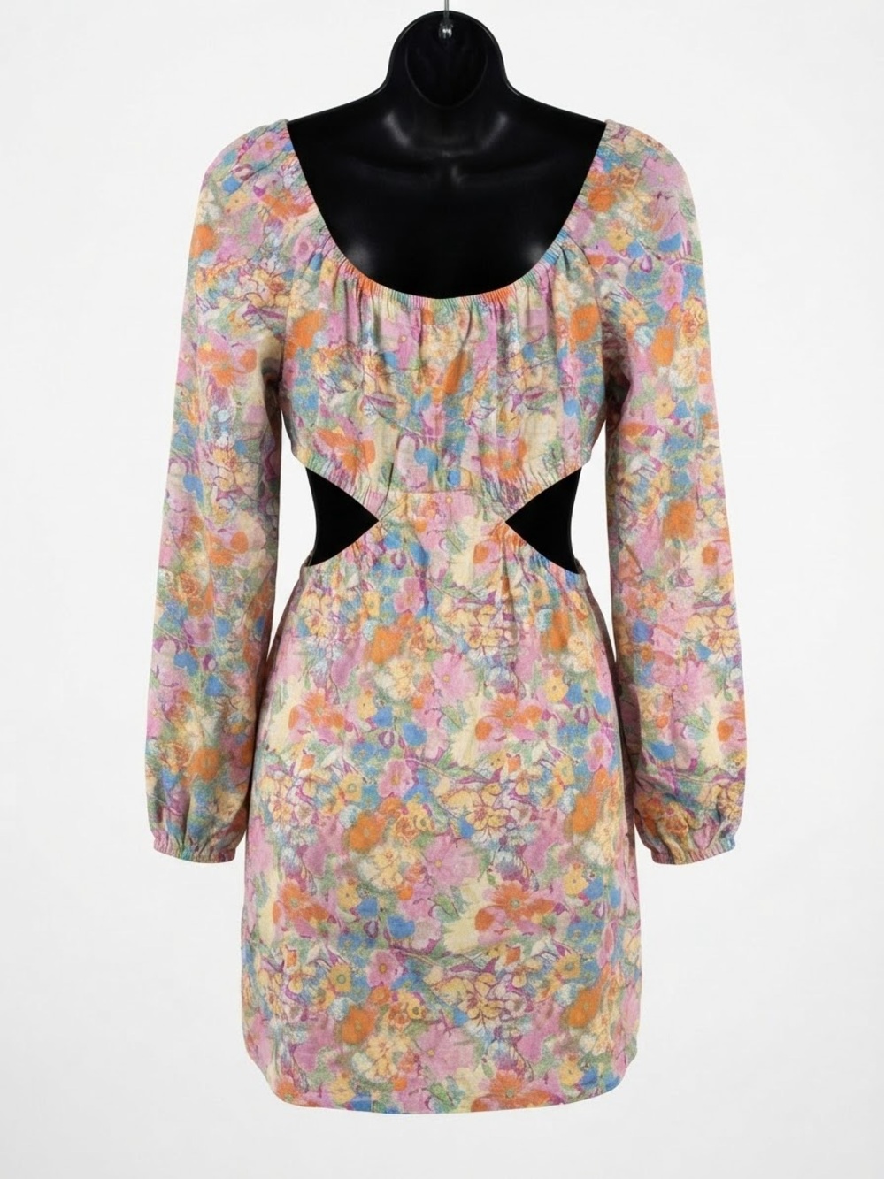 Wild Fable Floral Cutout Long-Sleeve Mini Dress medium